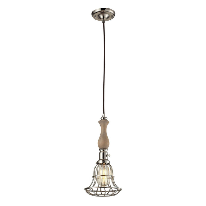 ELK Home - 65147-1 - One Light Mini Pendant - Spun Wood - Polished Nickel