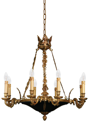 Metropolitan Eight Light Chandelier Doré Gold W/Black