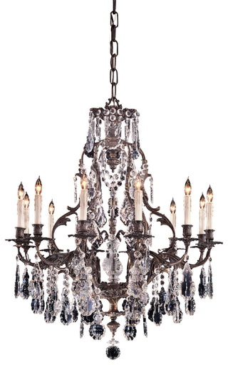 Crystal 12 Light Chandelier Oxidized Brass