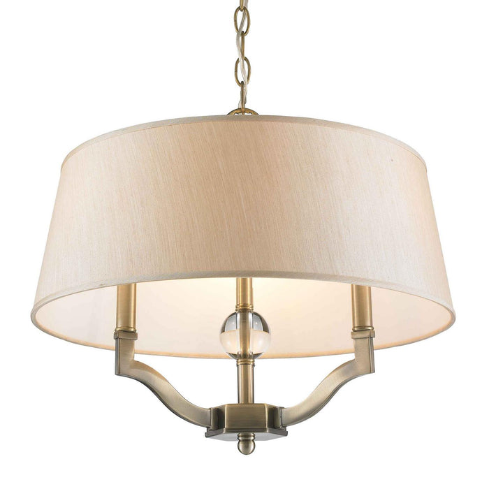 Golden - 3500-SF AB-PMT - Three Light Semi-Flush Mount - Waverly - Aged Brass