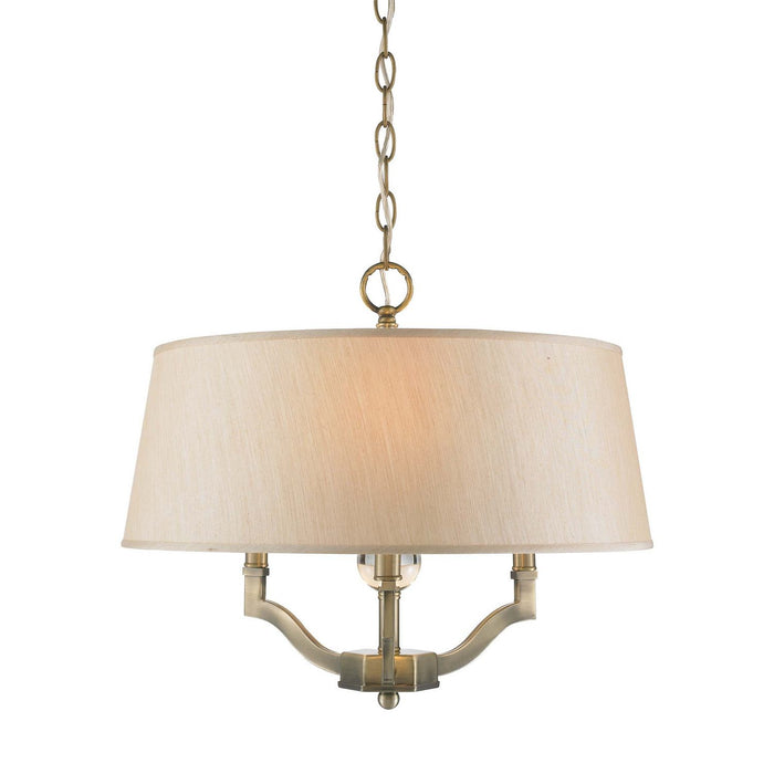 Golden - 3500-SF AB-PMT - Three Light Semi-Flush Mount - Waverly - Aged Brass