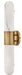 A modern wall-mounted light fixture with a vertical cylindrical white marble and frosted glass shade, accented by a brushed brass band and wall mount.