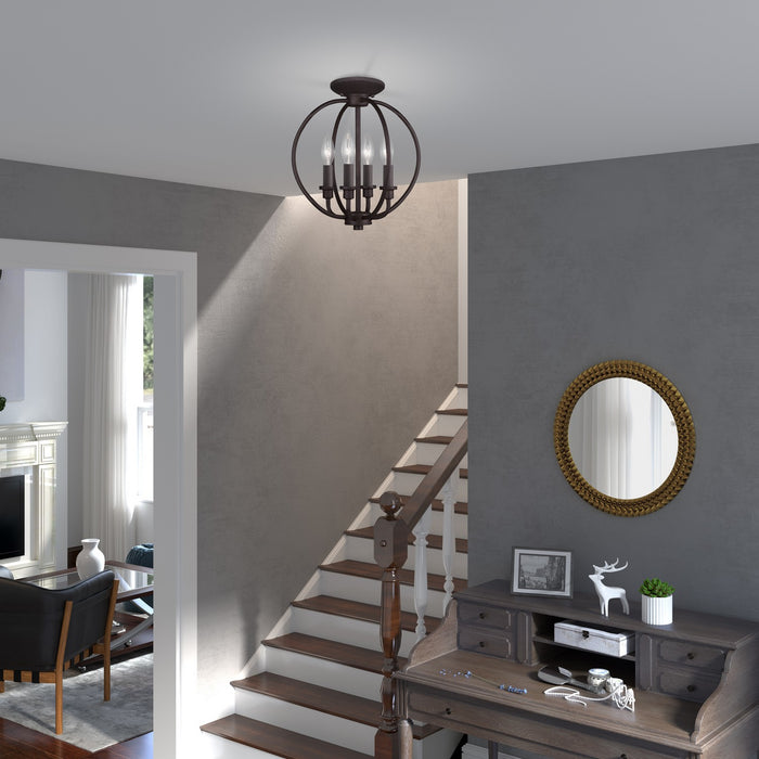 Livex Lighting - 4664-07 - Four Light Mini Chandelier/Ceiling Mount - Milania - Bronze