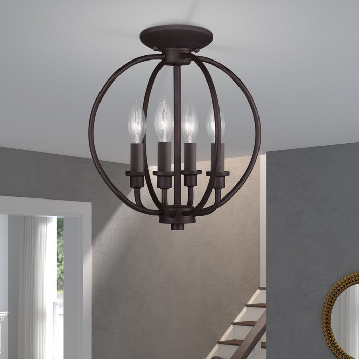 Livex Lighting - 4664-07 - Four Light Mini Chandelier/Ceiling Mount - Milania - Bronze