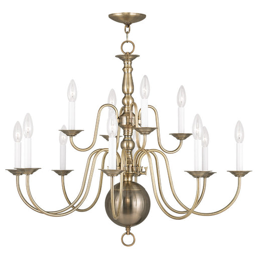 Williamsburgh 12 Light Chandelier Antique Brass