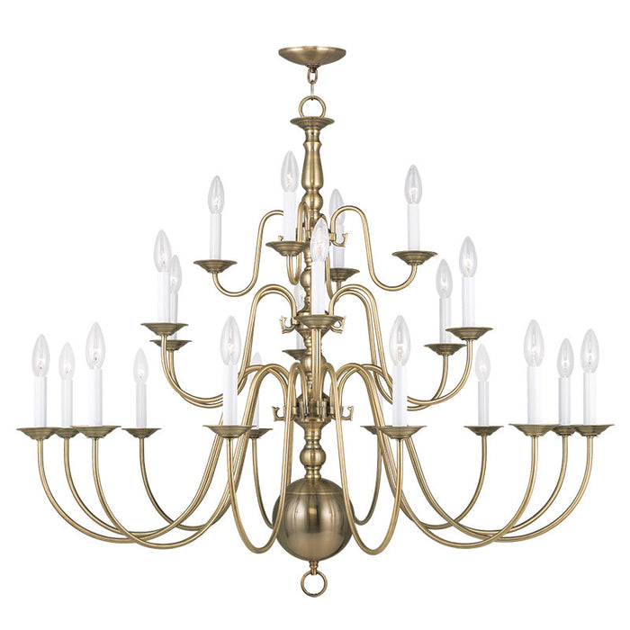 Livex Lighting - 5015-01 - 22 Light Chandelier - Williamsburgh - Antique Brass