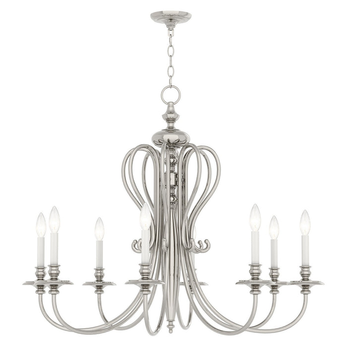 Livex Lighting - 5168-35 - Eight Light Chandelier - Caldwell - Polished Nickel