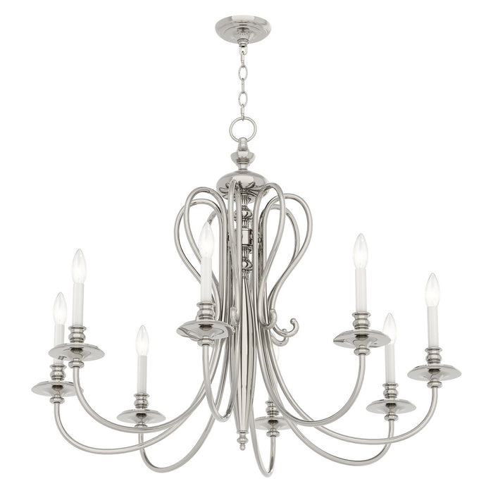 Livex Lighting - 5168-35 - Eight Light Chandelier - Caldwell - Polished Nickel