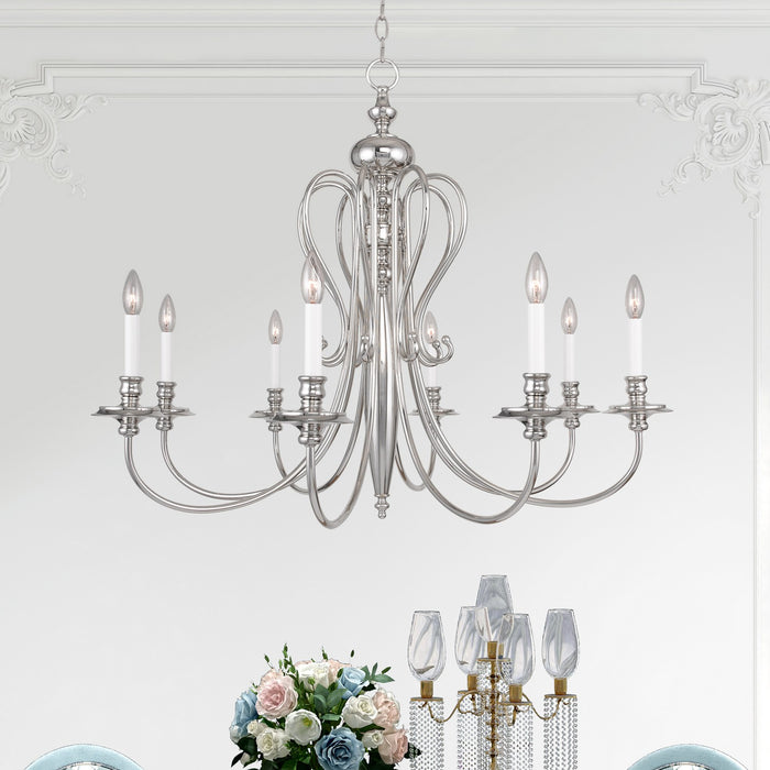 Livex Lighting - 5168-35 - Eight Light Chandelier - Caldwell - Polished Nickel