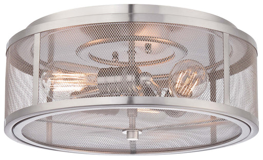Downtown Edison Three Light Flush Mount Brushed Nickel