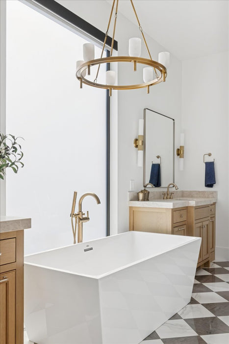 Lucian Six Light Chandelier Vintage Brass/Alabaster-Large Chandeliers-Alora-Lighting Design Store