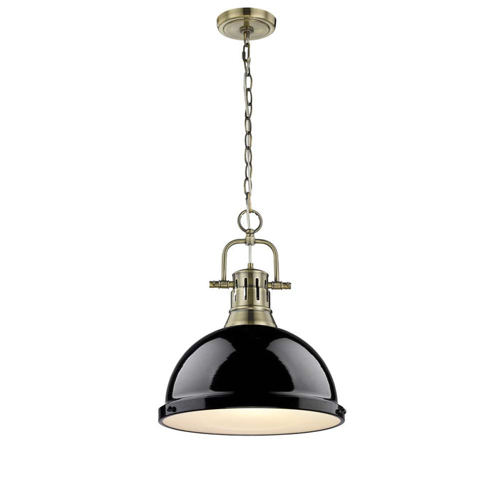 Golden - 3602-L AB-BK - One Light Pendant - Duncan - Aged Brass