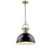 Golden - 3602-L AB-BK - One Light Pendant - Duncan - Aged Brass