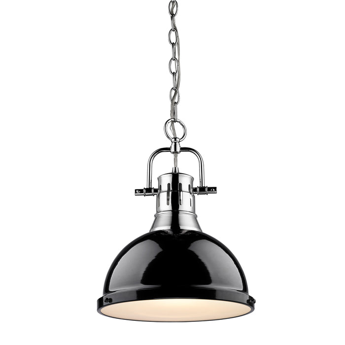 Golden - 3602-L CH-BK - One Light Pendant - Duncan - Chrome