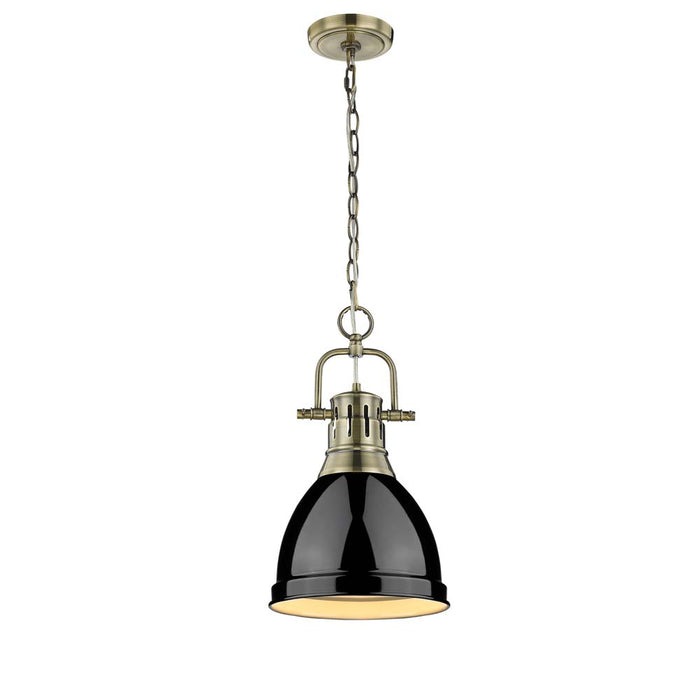 Golden - 3602-S AB-BK - One Light Pendant - Duncan - Aged Brass