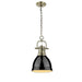 Golden - 3602-S AB-BK - One Light Pendant - Duncan - Aged Brass