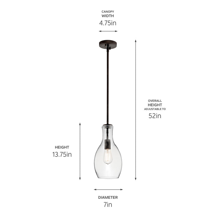 Kichler - 42456OZCLR - One Light Pendant - Everly - Olde Bronze