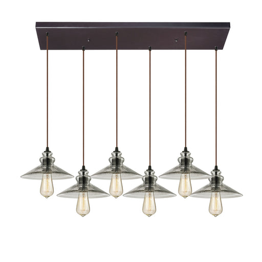 ELK Home - 10332/6RC - Six Light Pendant - Hammered Glass - Oil Rubbed Bronze