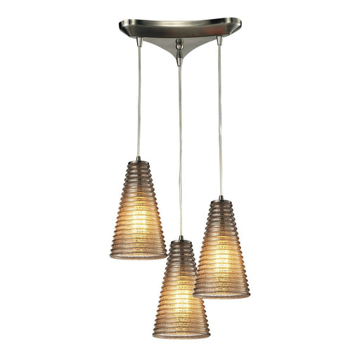 Ribbed Glass Three Light Pendant