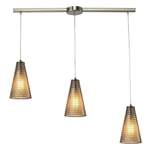 Ribbed Glass Three Light Pendant