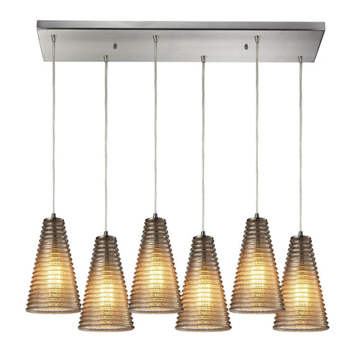 Ribbed Glass Six Light Pendant