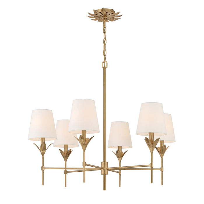 Crystorama - 568-GA - Six Light Chandelier - Broche - Antique Gold