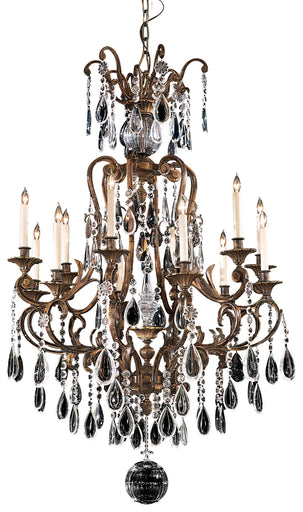 Vintage 12 Light Chandelier Oxidized Brass