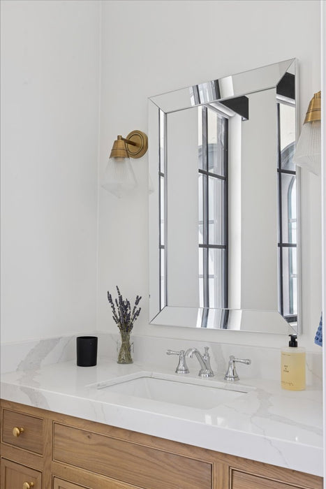 Willard One Light Wall Sconce Vintage Brass/Prismatic Glass-Sconces-Alora-Lighting Design Store