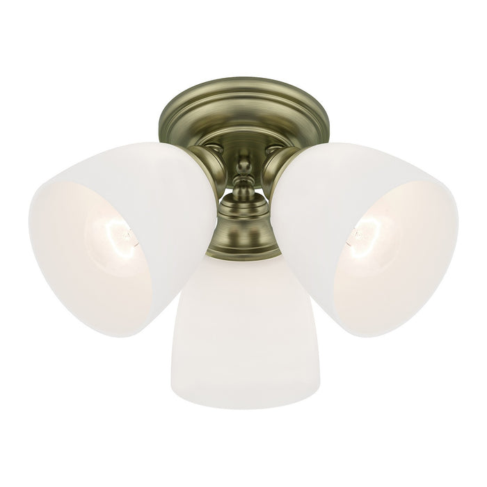 Livex Lighting - 13664-01 - Three Light Ceiling Mount - Somerville - Antique Brass