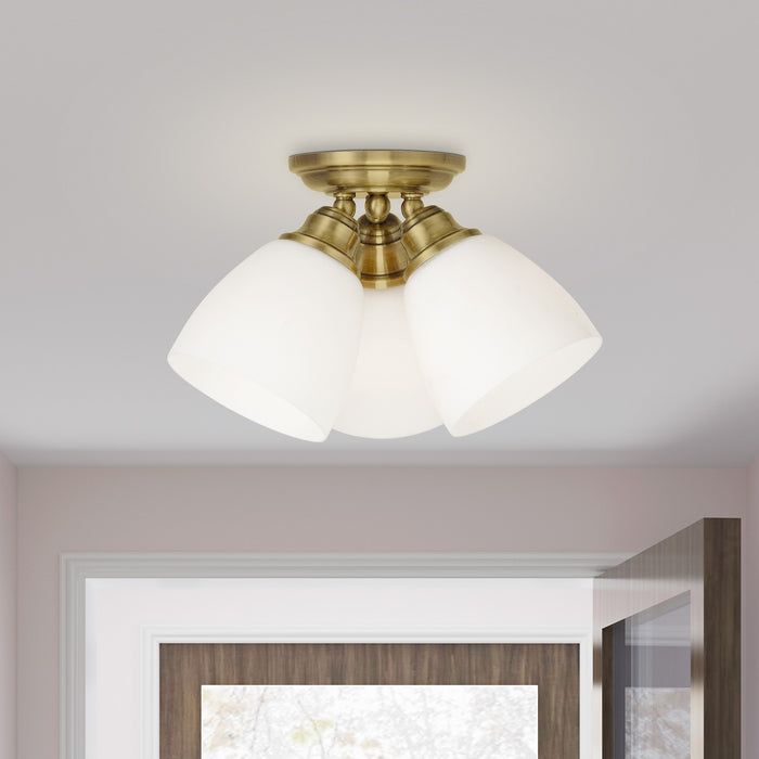 Livex Lighting - 13664-01 - Three Light Ceiling Mount - Somerville - Antique Brass