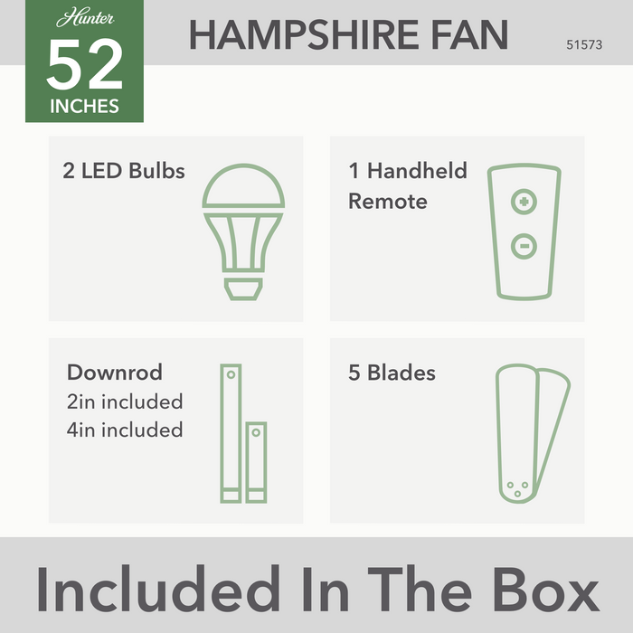 Hampshire 52" Ceiling Fan-Fans-Hunter-Lighting Design Store