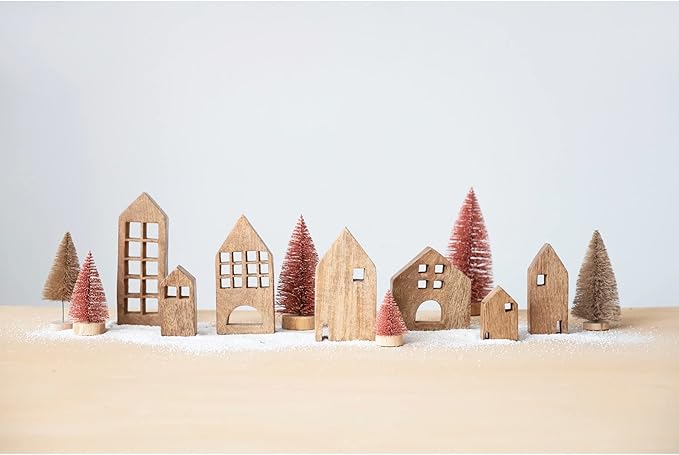 Mango Wood Houses, Set of 7-Home Accents-Creative Co-op-Lighting Design Store