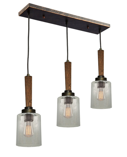 Legno Rustico Three Light Island Pendant Burnished Brass