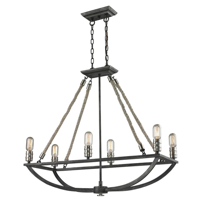 ELK Home - 63055-6 - Six Light Chandelier - Natural Rope - Polished Nickel