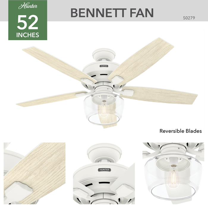 Bennett 52" Ceiling Fan-Fans-Hunter-Lighting Design Store