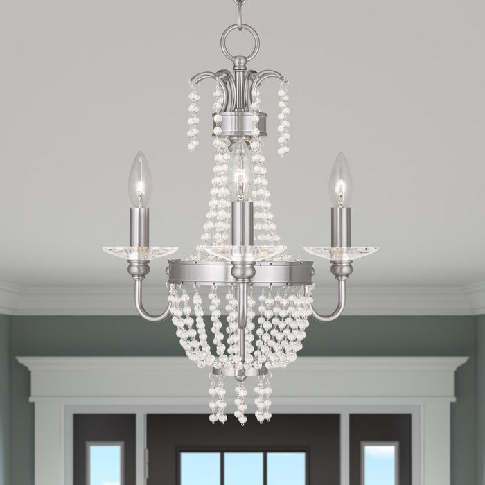 Livex Lighting - 51843-91 - Three Light Mini Chandelier/Ceiling Mount - Valentina - Brushed Nickel