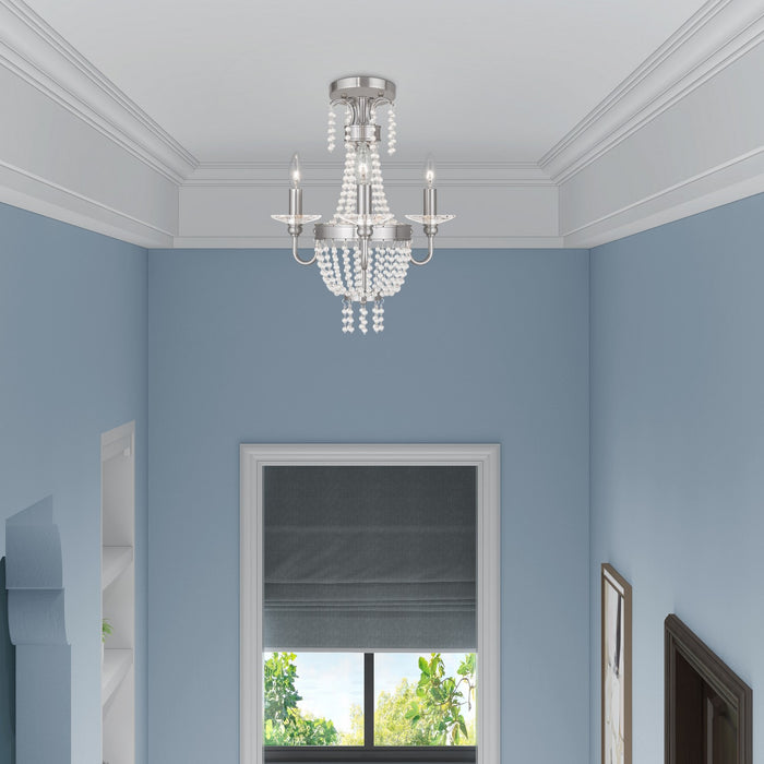 Livex Lighting - 51843-91 - Three Light Mini Chandelier/Ceiling Mount - Valentina - Brushed Nickel
