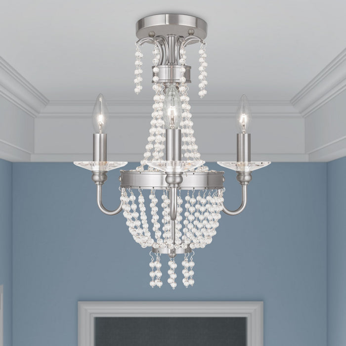 Livex Lighting - 51843-91 - Three Light Mini Chandelier/Ceiling Mount - Valentina - Brushed Nickel