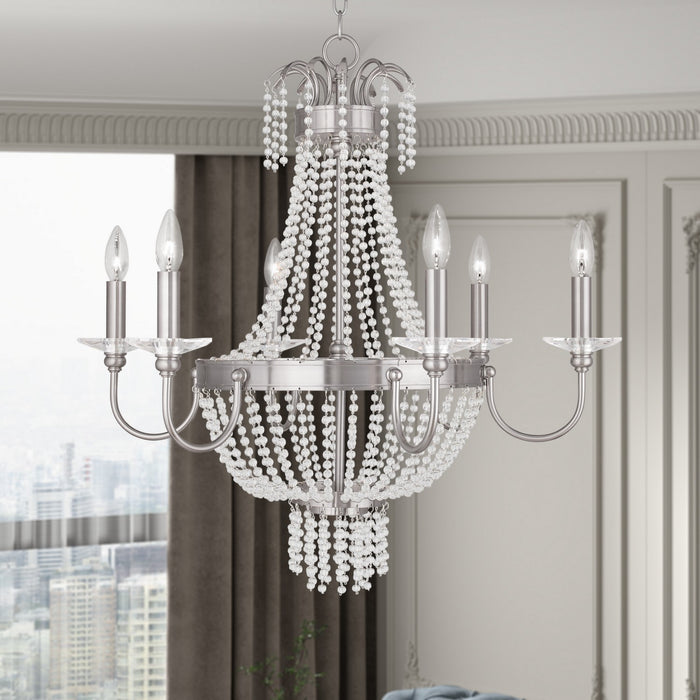 Livex Lighting - 51846-91 - Six Light Chandelier - Valentina - Brushed Nickel