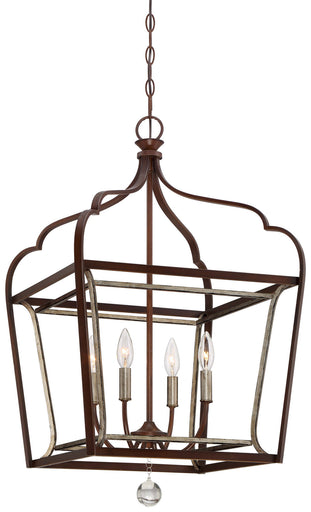 Astrapia Four Light Foyer Pendant Dark Rubbed Sienna w/Aged Silver