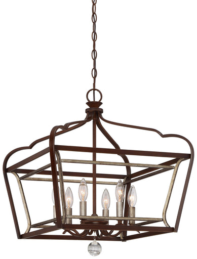 Astrapia Six Light Pendant Dark Rubbed Sienna w/Aged Silver