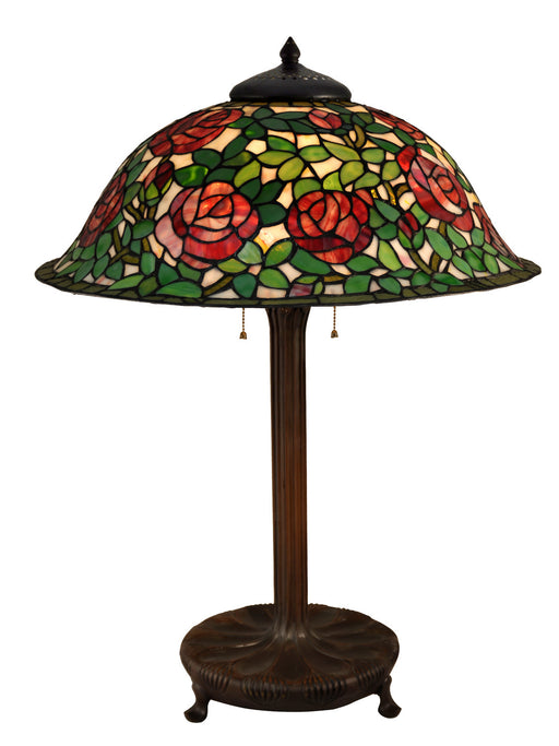 Dale Tiffany - TT15105 - Three Light Table Lamp - Rose Bush - Antique Bronze