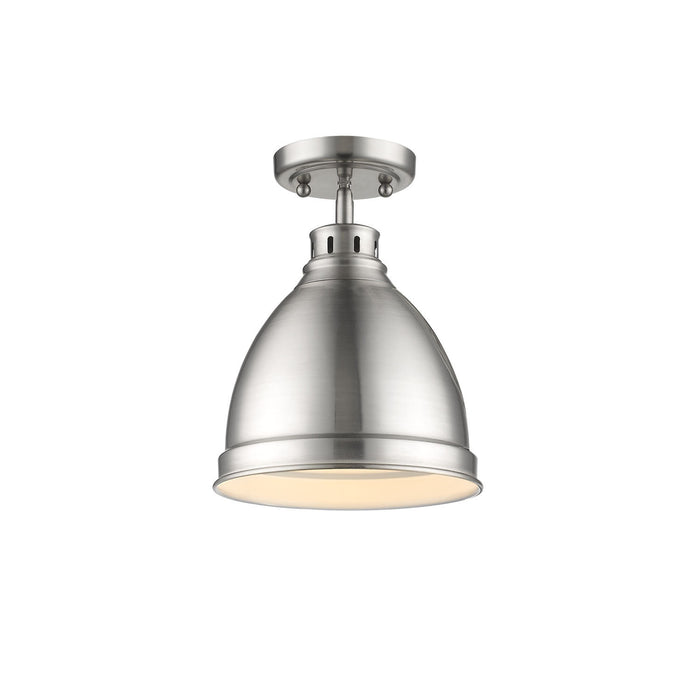 Golden - 3602-FM PW-PW - One Light Flush Mount - Duncan - Pewter