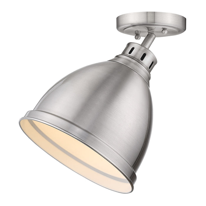 Golden - 3602-FM PW-PW - One Light Flush Mount - Duncan - Pewter