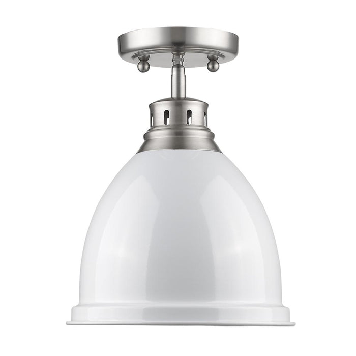 Golden - 3602-FM PW-WH - One Light Flush Mount - Duncan - Pewter