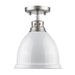 Golden - 3602-FM PW-WH - One Light Flush Mount - Duncan - Pewter