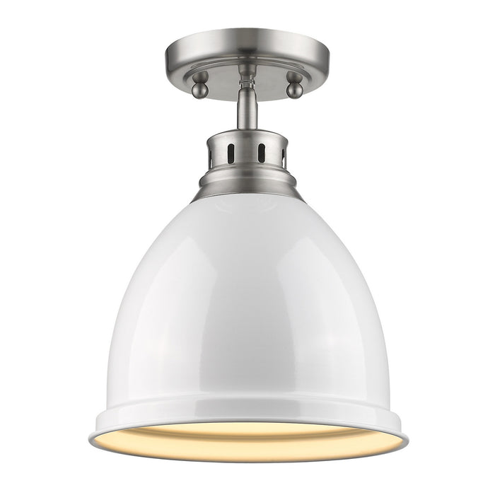 Golden - 3602-FM PW-WH - One Light Flush Mount - Duncan - Pewter