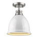Golden - 3602-FM PW-WH - One Light Flush Mount - Duncan - Pewter