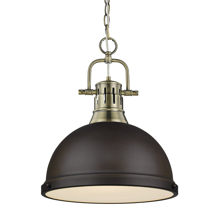 Golden - 3602-L AB-RBZ - One Light Pendant - Duncan - Aged Brass