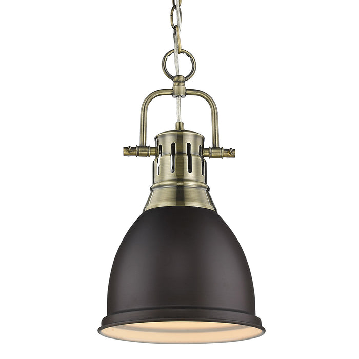 Golden - 3602-S AB-RBZ - One Light Pendant - Duncan - Aged Brass